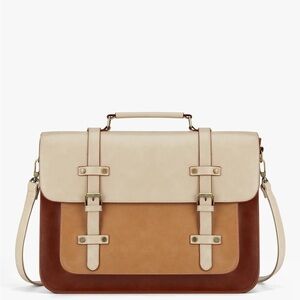 Elegant Cream and Brown Women's Laptop Bag